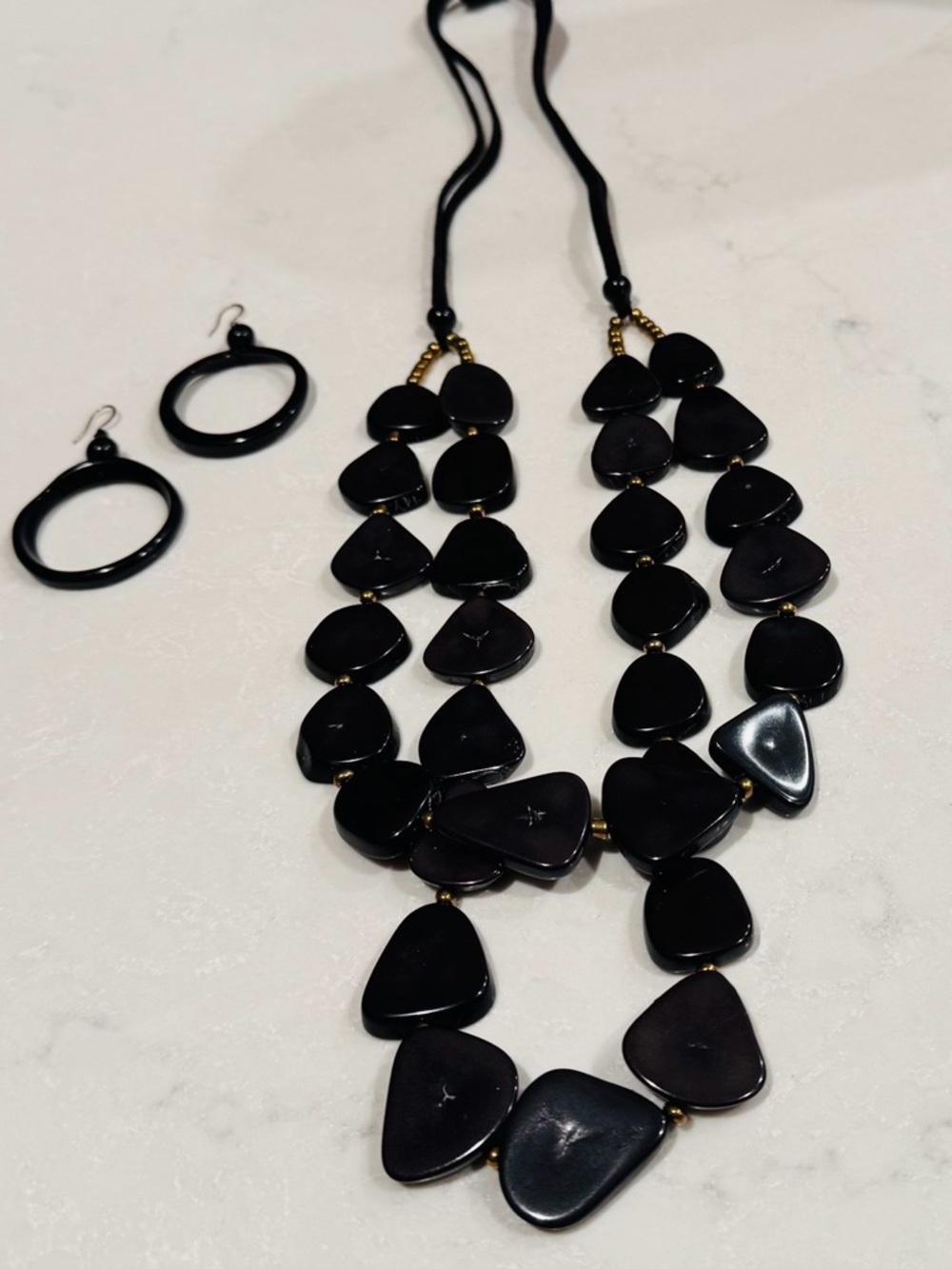 Black Necklace & Hoop Earring Set
